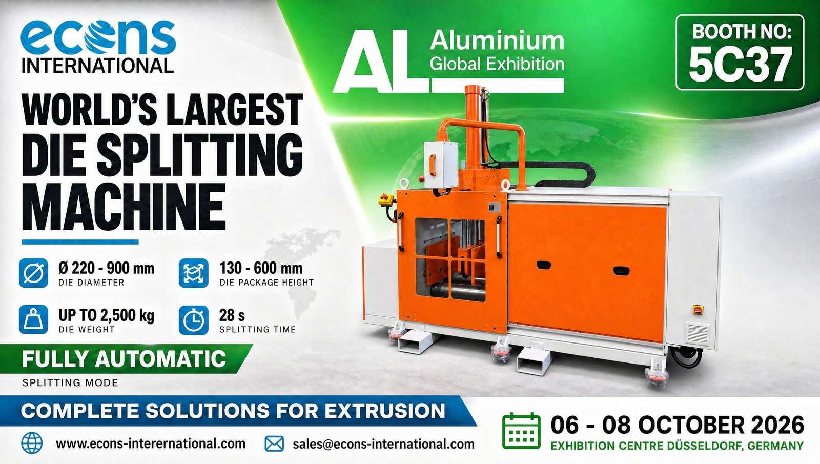 ECONS International at Aluminium 2026 — booth 5C37, Exhibition Centre Düsseldorf, 6 to 8 October 2026